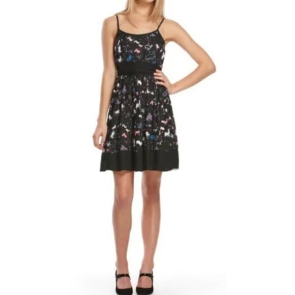 Erin Fetherston For Target Dress Multicolor Rabbit Novelty Fit and Flare Size 9 - Picture 1 of 16